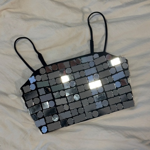 Forever 21 Mirror Sequin Crop Top in Size Small | New - Picture 1 of 6